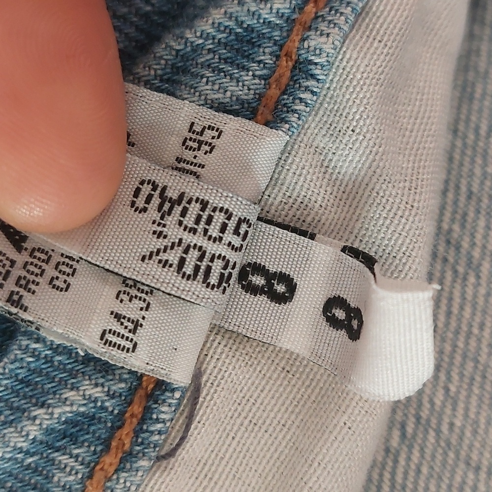 Vintage Patchwork Made In Brazil Light Wash Blue Denim Booty Jean Shorts Size 8 - Picture 10 of 10